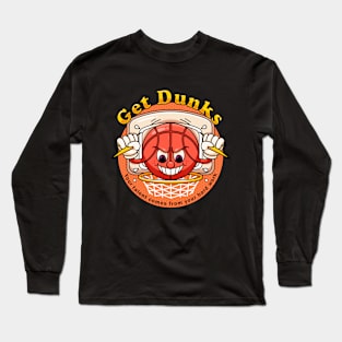 Get Dunks, the cartoon basketball mascot Long Sleeve T-Shirt